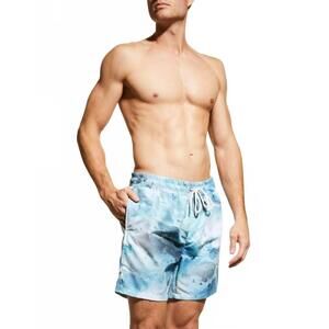 NEW SOL ANGELES marble swirl swim shorts in blue